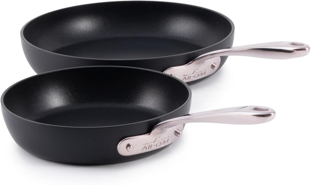 All-Clad HA1 Expert Hard Anodized Nonstick Fry Pan 2 Piece Set, 8" & 10" Induction, Oven Safe 500F, Kitchen Frying Pans, Skillets, Ergonomic Handle, Premium Cookware, Dishwasher Safe, Black