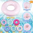 12 Pcs 28 Inches Inflatable Pool Float Bulk Swim Tube for Adult Swimming Ring Pool Floaties for Beach Summer Lake Beach Hawaiian Vacation Party Decoration (Morandi Color)