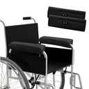 SPRING SEAON Wheelchair Armrest Covers (Pair) - Suede Velvet Memory Foam Accessories Pads for Wheelchair Arm Rest, Office Transport Chairs, Soft Support Cushion for Mobility Aids (Black)