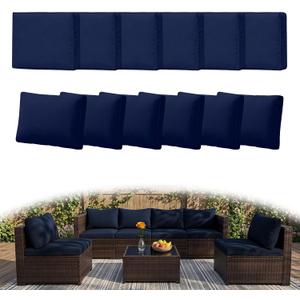12Pcs Outdoor Couch Cushion Covers with Zipper, Water-Resistant Patio Cushion Covers, Max Compatible 24x24x3.15 Inch Patio Cushion, Full Coverage, Non-Stretch, UV-Resistant, Only Cover