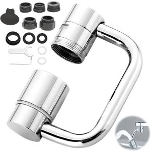 Rotatable Faucet Aerator Extension,1080 Swivel Faucet Extender,Universal Sink Faucet, 2 Mode Splash Filter with Adjustable Robotic Arm,Fits 15/16 & 55/64 Threads for Kitchen/Bathroom