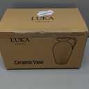 LUKA Rustic Farmhouse Terracotta Vase, 9.25 inch with Handle, Neutral Tall Clay Vase for Living Room, Table, Shelf Decor (Off-White)