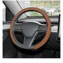 frani Nappa Leather Steering Wheel Cover, Universal 15 Inch Premium NonSlip Steering Wheel Cover Tan