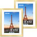 FIXSMITH 8x10 Picture Frame Set of 2, Gold Picture Frames Collage for Tabletop or Wall Display, Photo Frame with HD Plexiglass, Display Pictures 5x7 with Mat or 8x10 Without Mat