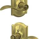 SCHLAGE Accent Lever with Camelot Trim Bed and Bath Lock in Satin Brass - F40 ACC 608 CAM (Privacy)