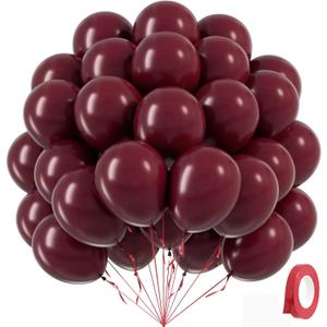 Burgundy Balloons 12 inch, Maroon Balloons 50pcs Party Balloons for Birthday Graduation Wedding Baby Shower Valentine's Day Party Decorations