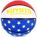 KUYOTQ Kids Youth Size 4 Basketball 25.5" Rubber Small Durable High-Bounce Fashion Flag Toddler Basketball for Boys Girls Gifts (Deflated)