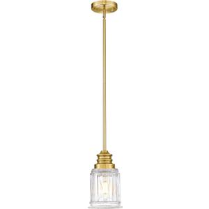 HWH Modern Hanging Pendant Lights, Brushed Gold Pendant Light with Bell-Shaped Fluted Clear Glass, Hanging Light Fixture Adjustable for Kitchen, 5HZG106MIL-L BG