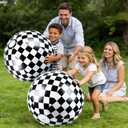 2 Pack 20-Inch Diameter Race Car Themed Beach Balls - Large Inflatable Black and White Checkered Beach Balls for Birthday Party Decorations, Summer Pool and Beach Game, and Bulk Party Favors