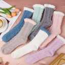 3 x 3 Pairs Fuzzy Socks for Women, Cozy Ladies Socks, Christmas Gifts & Stocking Stuffers, Warm Winter Gift (Pink-purple-green)
