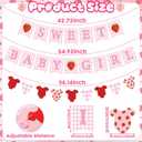 Maitys 3 Pcs Strawberry Baby Shower Decorations Girl Banners Pink Gingham Paper Garland with Baby Clothes Shaped Bunting for Girl Strawberry Birthday Party Supplies
