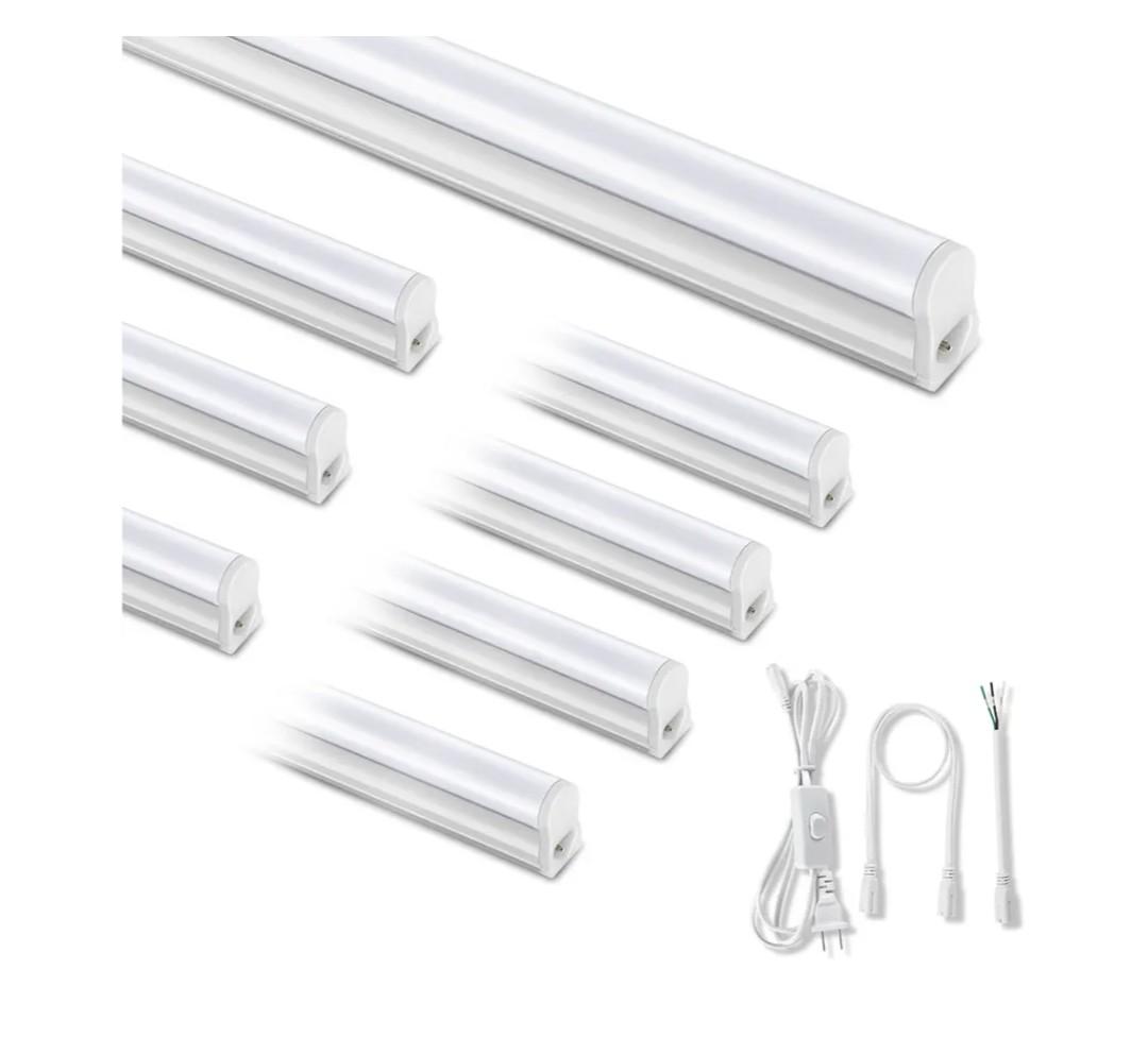 (8 Pack) Upgraded 4FT T5 LED Integrated Fixture, 6500K,20W,2300LM(Super Bright White) Linkable LED Shop Light,Garage Ceiling and Cabinet Light,Strip Light,Corded Electric with ON/Off Switch