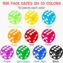 300 Pieces Colored Dice Bulk Set 14 MM 6 Sided Standard Dices for Classroom Teaching Board Game Playing and Rolling, 10 Colors