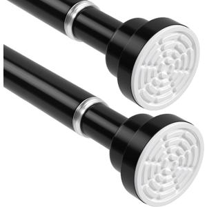 2Pack Shower Curtain Rod 45-78Inch,Tension Curtain Rods,Black Shower Rods for Bathroom, Spring Tension Rod No Drilling for Window,Closet, Door (31"to 76"-2 Pcs)