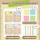 36 Pcs Flowers Wooden Sticky Note Holder Set Gifts for Mother Day Teacher Appreciation Gifts with Notes and Ballpoint Pens Floral Sticky Notes Notepad Holder Thank You for Coworker Employee