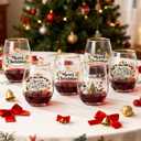 CHLJAR 20OZ Christmas Wine Glasses Cups Set, 6pack - Merry Christmas Designs with Gold Rim, Thoughtful Gift for Family & Friends, Ideal for Holiday Parties & Winter Celebrations
