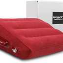 Wedge Shape Inflatable Pillow Portable Pack Sack with Handles Compressible Travel Pillow for Camping, Backpacking, Office, Road Trips, Home, Red