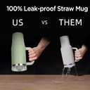 Tyeso 30 oz Tumbler with Handle, Straw and Lid - Leak Resistant Insulated Stainless Steel Water Bottle, Car Cup Holder Friendly Travel Coffee Mug Green - Gifts for Men & Women