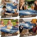 Round Fitted Table Cloth with Elastic Edge Design Table Cover Waterproof Stain-Resistant Wipeable Picnic Tablecloths Fits 46"-50" Round Tables for Camping, Dining, Indoor and Outdoor