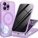 BERFY for iPhone 16 Pro Case, Compatible with MagSafe, Built-in Privacy Screen Protector, Camera Protection, Shockproof Full Body Phone Case 6.3", Translucent Lavender