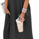 Women Summer Long Sundress Crewneck Short Sleeve Maxi Dress 2026 Casual Loose Beach Dress with Pockets (Large)