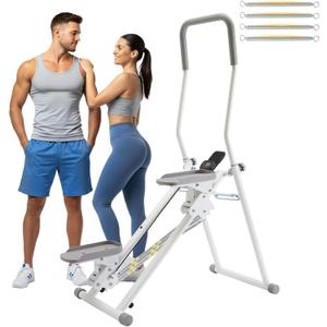 Stair Stepper for Home Gym, Foldable Vertical Climber Workout Machine, 3 Levels of Adjustable Resistance, 300 lbs Capacity Cardio Machine, LCD Monitor, Extended and Widened Anti-Slip footrests