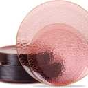 Hioasis 60pcs Burgundy Plastic Plates - Gold Rimmed Disposable, Hammered, Heavy-duty Dinnerware Set Suitable for 30 Guests, 10.25" Dinner & 7.5" Dessert Plates for Party & Wedding