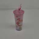 Silver Buffalo Strawberry Shortcake Pink Plastic Cold Cup with Lid and Straw Topper, 24 Ounces