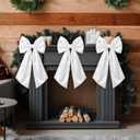 Suncalla 3 Pcs 2 FT Large Bow Decorations Big Satin Bows Hanging Wall Decors for Room Fireplace Coquette Birthday Backdrop Bridal Shower Wedding Bachelorette Christmas Party Supplies(White)