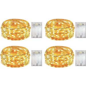 2 x 4 Pack Battery Operated Dewdrop Led Lights,Indoor Mini Fairy Lights With Timer Function,For Wedding Home Parties Christmas Holiday Decoration,6 Hours on/18 Hours Off ,30 Count LEDs,10 Feet(Warm white)