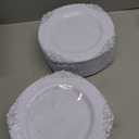 Morejoy 100pcs Gold Plastic Plates - Clear Gold Disposable Plates - 7.5 inch clear and gold dessert plates, Clear Plastic Plates with Gold Rim for Weddings & Parties & Shower