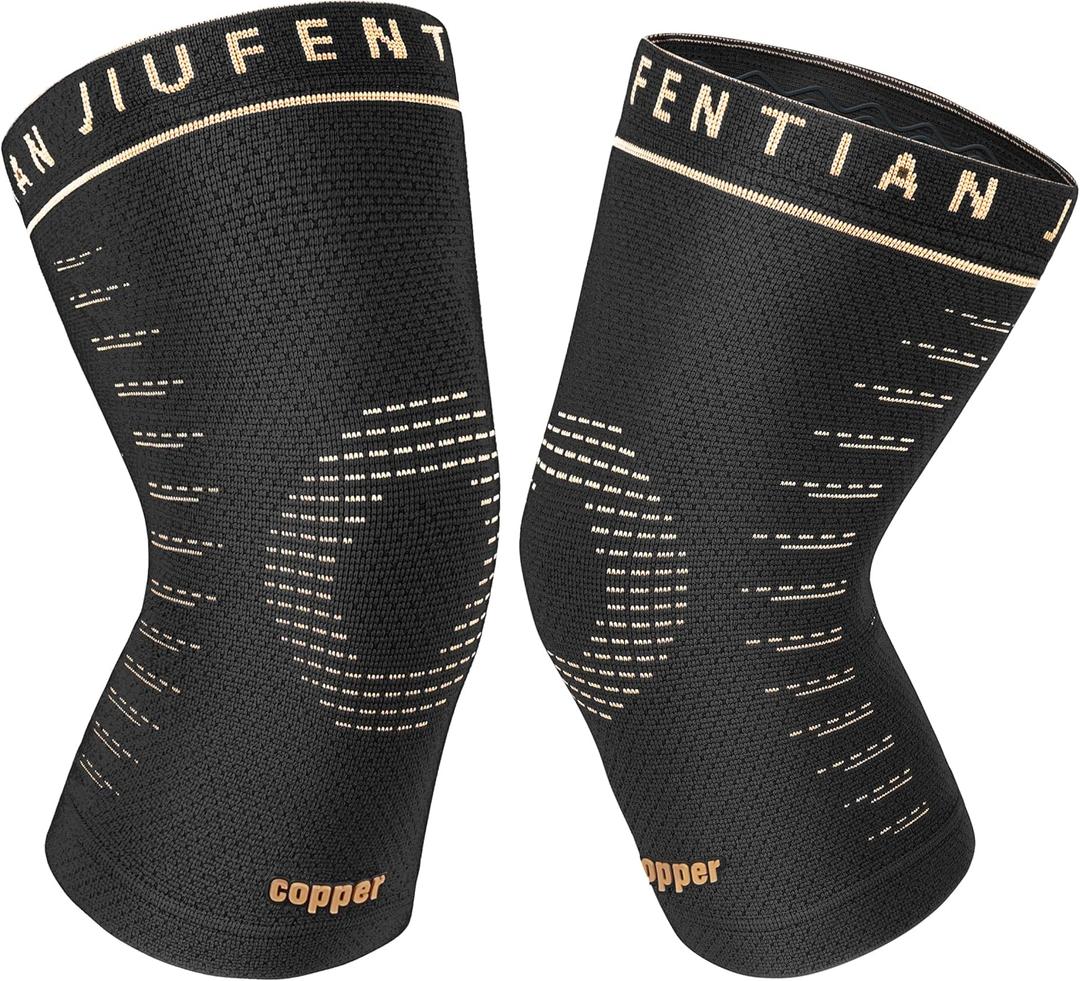 JIUFENTIAN Copper Knee Sleeve, Copper Knee Braces for Women and Men Arthritis, ACL, Tendinitis, Meniscus Tear, Joint Pain Relief, Running, Working Out, Fitness, Weightlifting (Medium) (Black)