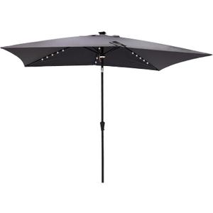 C-Hopetree Rectangular Outdoor Patio Market Umbrella with Solar LED Lights 6.5 x 10 ft