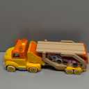 Toddler Car Toys for 2 3 4 5 Years Old Kids, Transport Carrier Truck Toy with 4 Wooden Vehicle, 24IN Foldable Track Trailer with Light & Sound Effects, Best Gift Choice for Christmas, Birthday