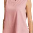 Womens Chiffon Tank Tops Crewneck Sleeveless Blouses Summer Tops Work Shirt (Pink, S)