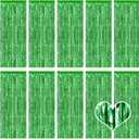 10 Pack Green Backdrop Curtain 3.2ft x 8.2ft Metallic Tinsel Foil Fringe Curtains Photo Booth Background for Birthday Party Decoration Baby Shower Engagement Wedding Christmas Decoration (Green)