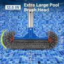 Swimming Pool Cleaning Kit Including 12.5 in Pool Brush Head,Ultra Fine Mesh Pool Leaf Skimmer Net with 76.5 in Aluminum Pole for Remove Debris and Dirt