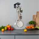 360Rotating Kitchen Utensil Rack n Phone Stand| Wall Mount Free Drilling Adhesive Utensils Hanging Holder with 6 Hooks| for Kitchen Tools n Gadgets