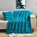 YUSOKI Luxury Double Sided Faux Fur Throw Blanket(Without Pillows),Turquoise Soft Fuzzy Fluffy Cozy Blanket Aqua Plush Blanket for Couch Bed Sofa Women Teen Girls Gift(Teal,50" x 63")