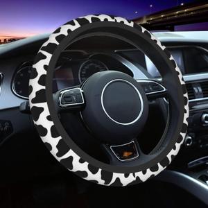 Cow Print Universal 15 Inch Steering Wheel Covers Non Slip Neoprene Car Wrap Cover For Adults