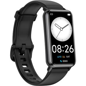 Long Battery Pedometer Watch 14 Days Battery Life, Slim Design No App/Phone Required Fitness Tracker, 50 Meters Waterproof Smart Watch, Heart Rate & Blood Oxygen Monitor Step Counter for Men Women (Black)