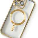 ORBANA Luxury Wireless Charging Case for iPhone Soft Silicone Cover, Gold, for iPhone 13Pro Max