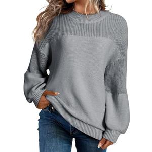 Sidefeel Women's Pullover Sweaters Casual Long Sleeve Crewneck Loose Knit Jumper Tops (XXL)