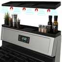 Silicone Magnetic Stove Shelf For Back Of Stove - Over The Stove Shelf, Magnetic Stove Top Shelf, Over The Stove Spice Rack, Oven Shelf For Top Of Stove, Heat Resistant, Includes 6 Extra Plates, Black