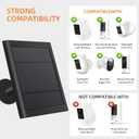 Paodekua 1 Pack 4W Solar Charger for Ring Spotlight & Stick Up Outdoor Cam, Black, High Efficiency, 10FT/3M Long Cable with USB-C to Ring Barrel Plug