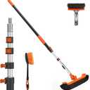 SISIUPASSIE Pool Brush Kit with Pole, Upgrade 18" Pool Brush and High-Efficiency Stainless Steel Bristles Brush with Telescopic Pole for Cleaning Pool Walls, Curved Ends, Tiles & Floors, 20 FT