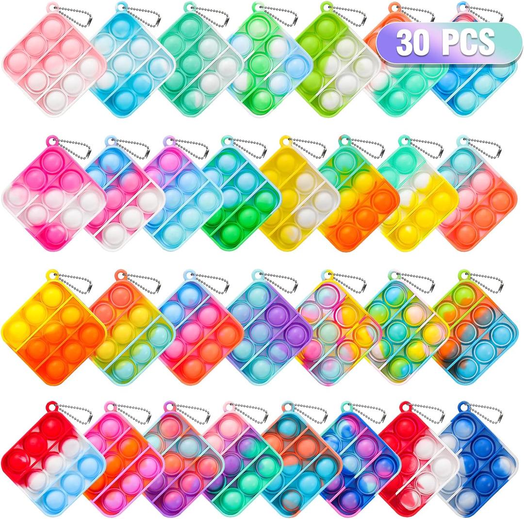 Pop Fidget Toys Bulk Its Party Favors for Kids 4-8 8-12 30 Pack Mini Pop Keychain It Fidget Toy Fidgets for Classroom Prizes for Kids End of Year Student Gifts Carnival Birthday Goodie Bag Stuffers