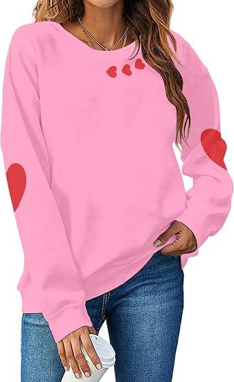Valentines Shirt Women Love Heart Letter Print Shirts Cute Valentine's Day Long Sleeve Top,XL