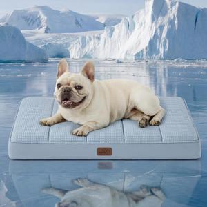 Bedsure Orthopedic Cooling Dog Bed for Medium Dogs - 30x20 Inches Comfy Breathable Puppy Beds with Removable Washable Cover, Cold Flat Egg Crate Foam Pet Mat, Suitable for Pet Up to 30 lbs