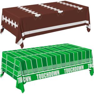 Gatherfun Football Party Decorations Disposable Tablecloth Plastic Touchdown Table Cover for Birthday Football Party Games Decoration 54 X 108Inch, 2 Pack